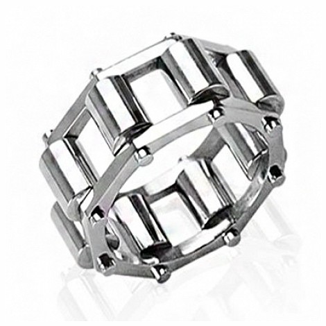... stainless steel spinning roller design linked mens ring Size-14